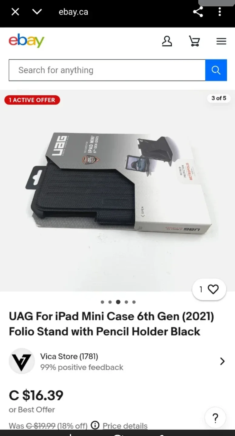 (NEW) UAG iPad Mini 6th Gen (2021) Folio Case - Black #Cleanout image indicator(7)