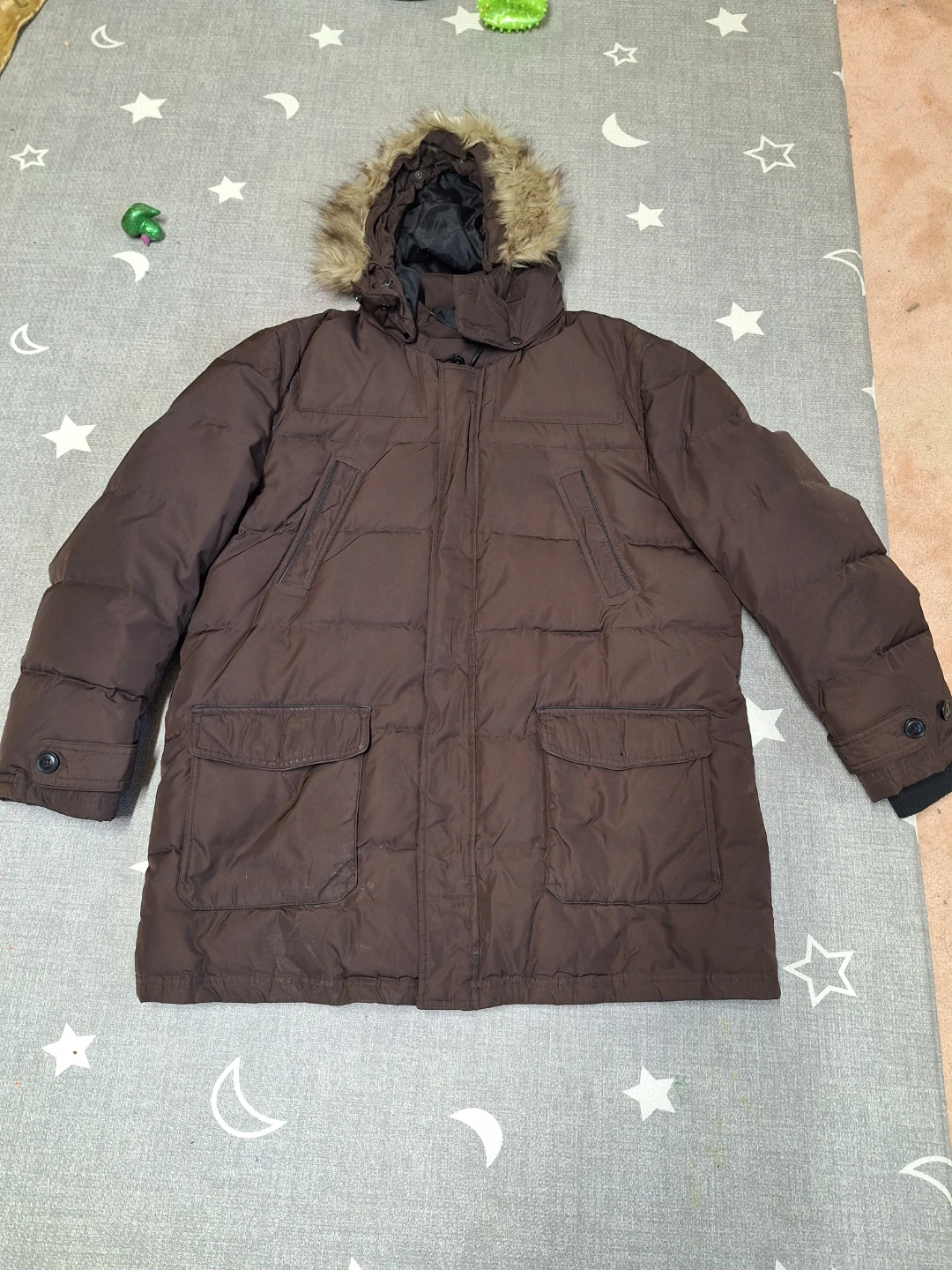 Brown Puffer Jacket with Hood - photo 3