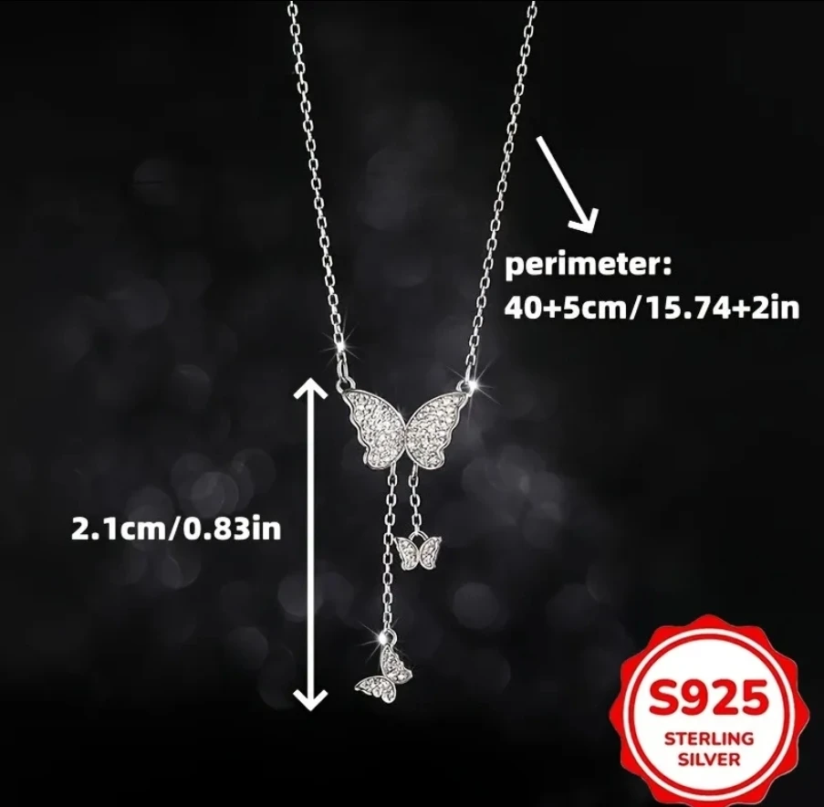 Butterfly Sterling Silver 925 Necklace with Pendant certified