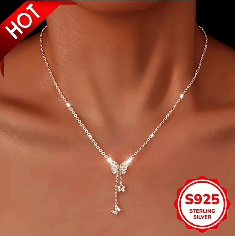 Butterfly Sterling Silver 925 Necklace with Pendant certified - photo 4