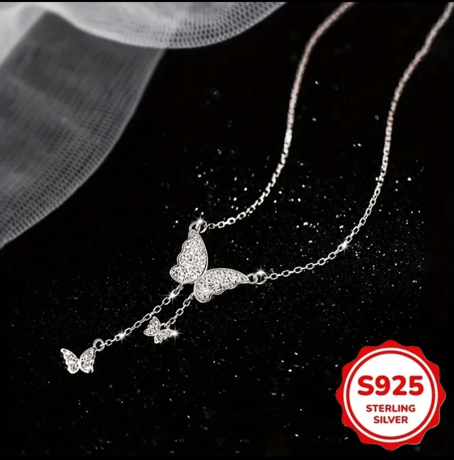 Butterfly Sterling Silver 925 Necklace with Pendant certified - photo 5