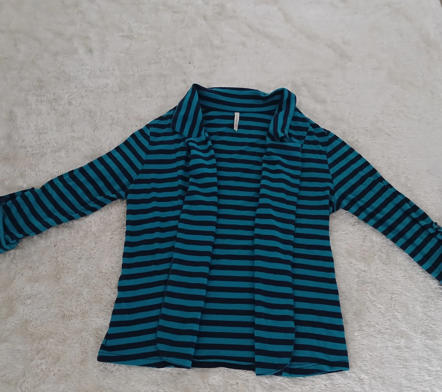 Striped Cardigan - Teal & Black