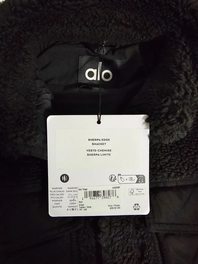 Alo Yoga Sherpa Edge Shacket - Black, Size XS image indicator(3)