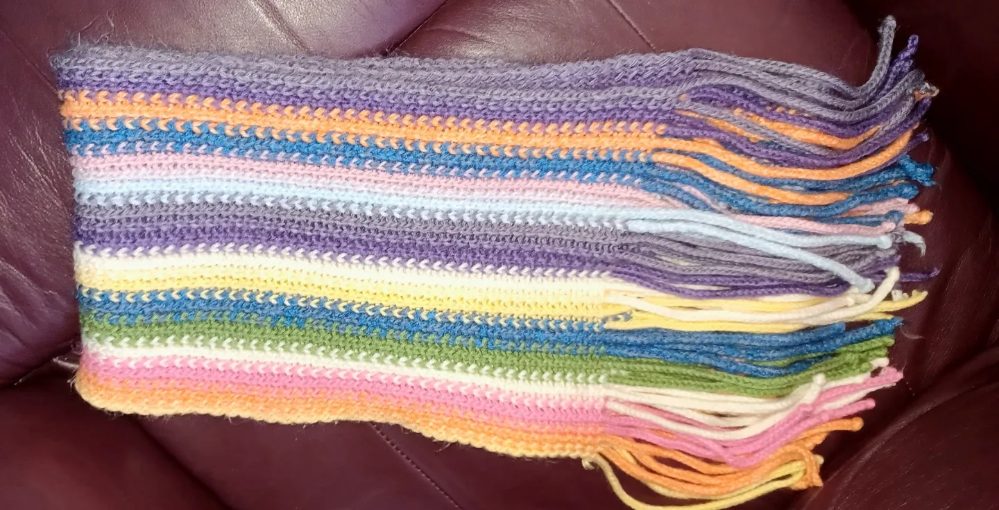 Handmade Striped colorful Crochet Scarf image indicator(2)