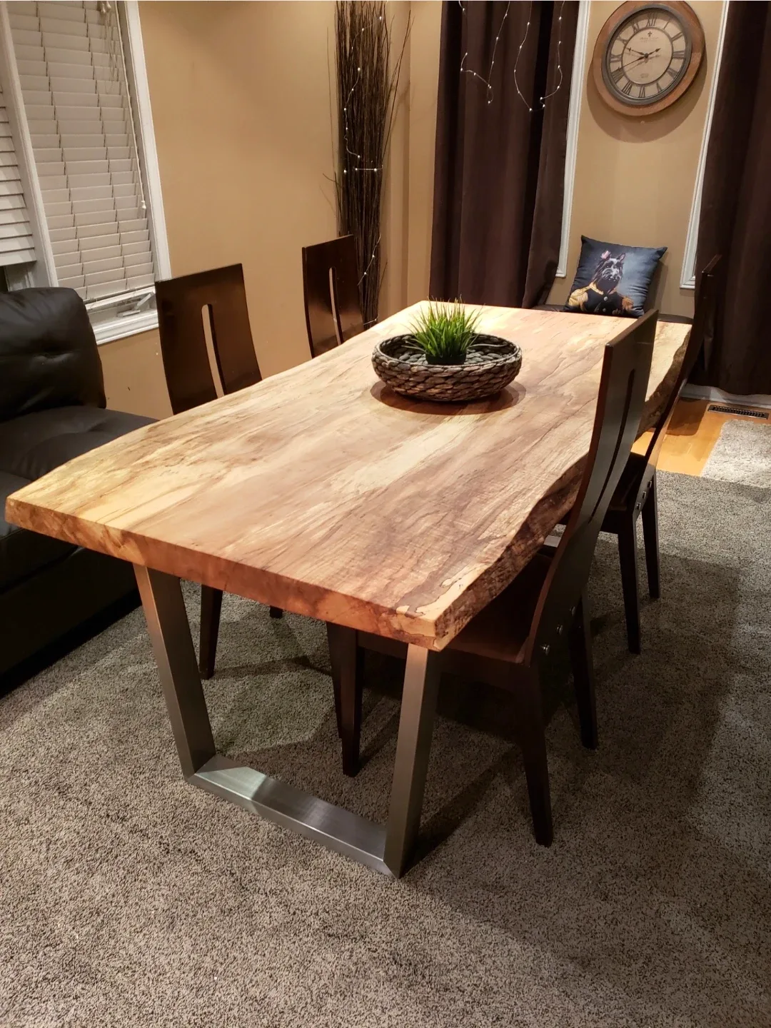 Live Edge Wood Dining Table with Metal Legs
