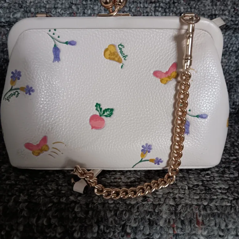 Coach White Leather Kisslock Handbag image indicator(2)