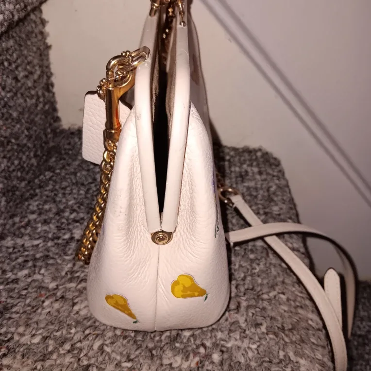 Coach White Leather Kisslock Handbag image indicator(5)