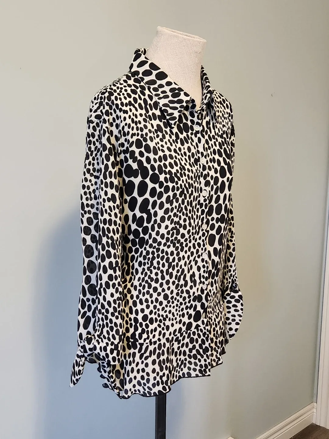 Naomi XL Black & White Print Blouse