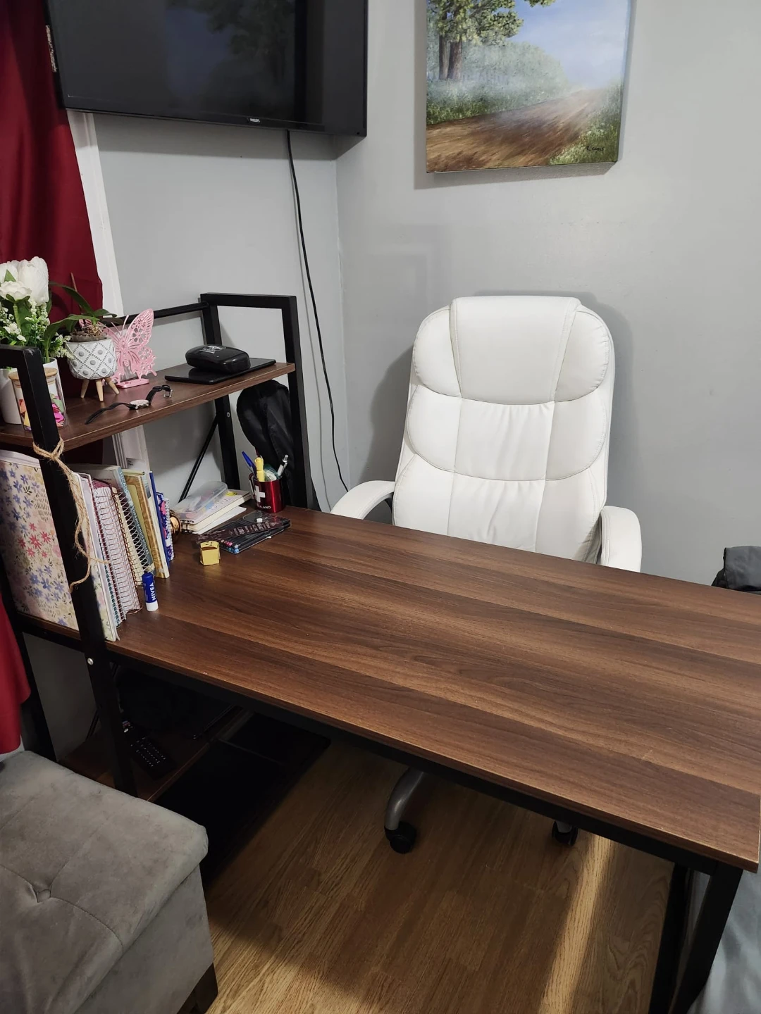 Office Desk and White Chair