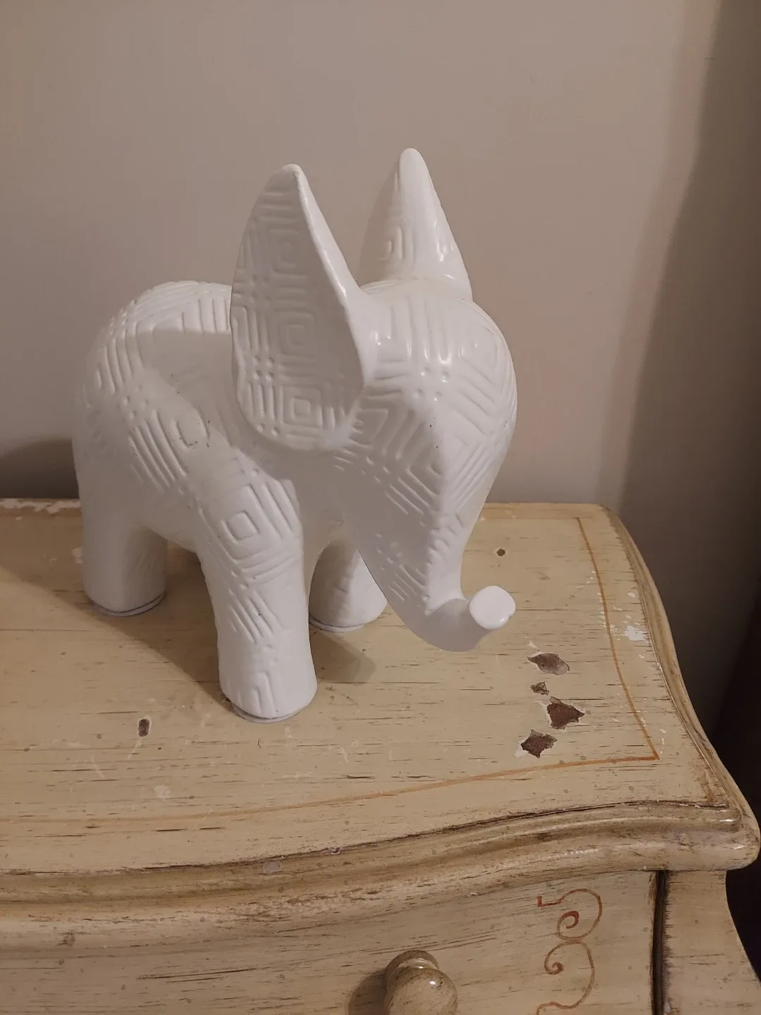 White Ceramic Elephant Figurine