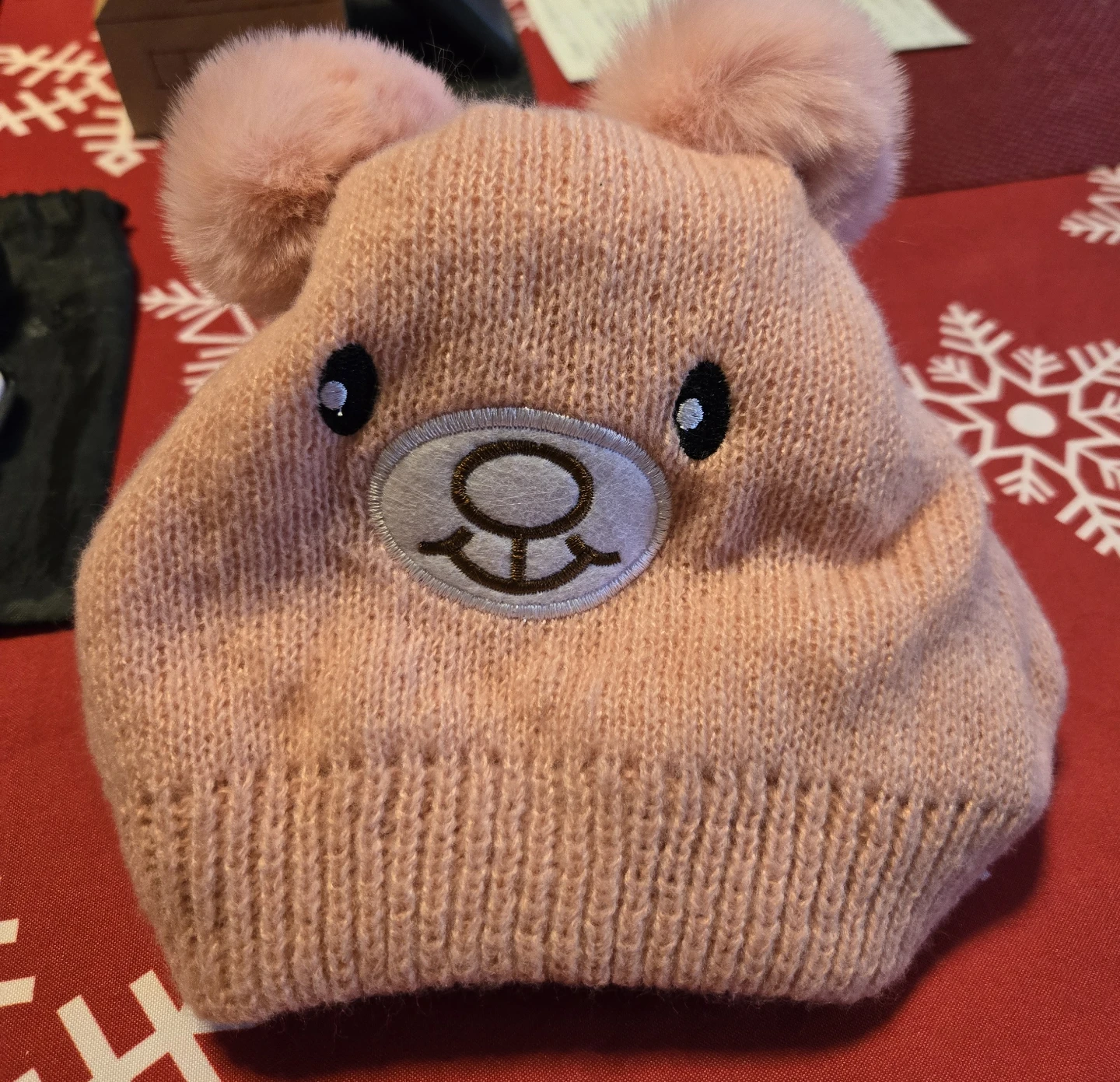 Pink Bear Pom Pom Beanie