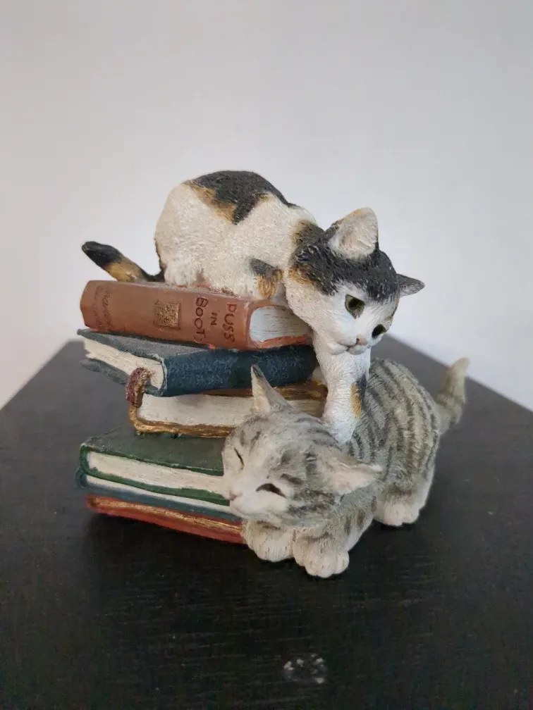 Kittens Playing on Books Figurine