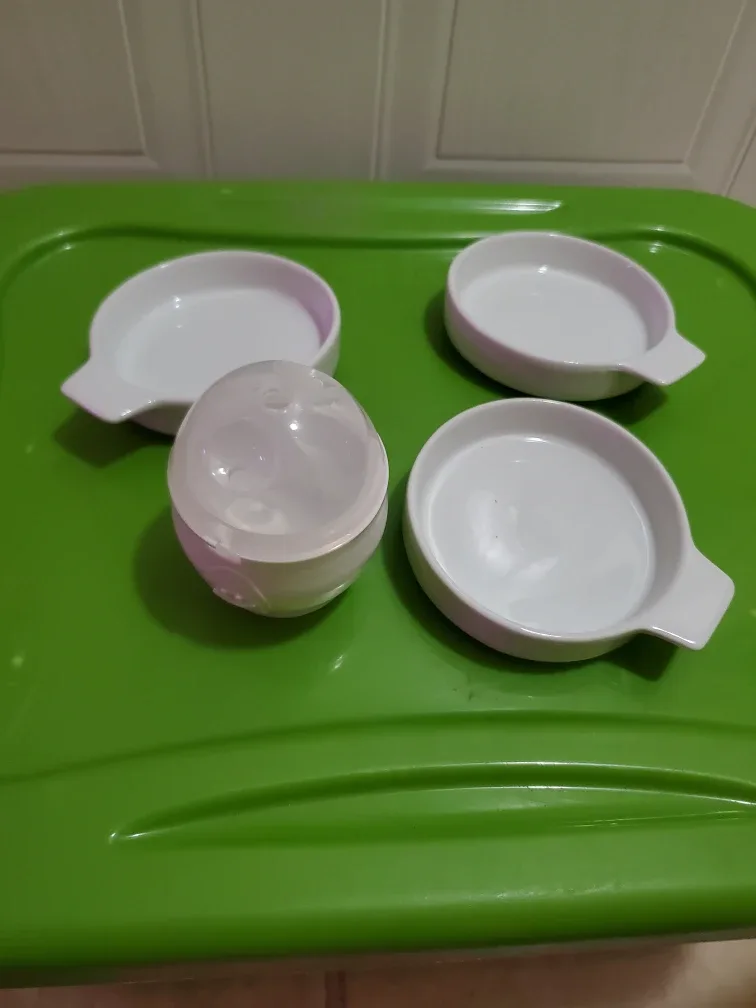 White Ceramic Sauce Dishes & Microwave Egg steamer #Cleanout