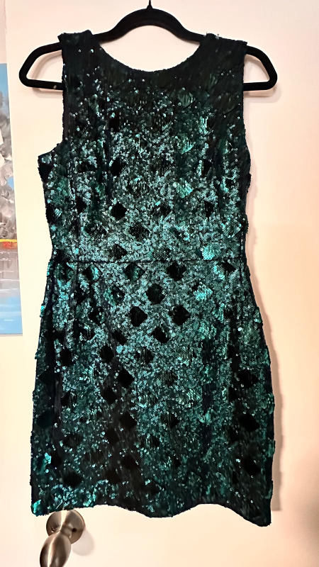 Sequin Sleeveless Dress - Green & Black - photo 3
