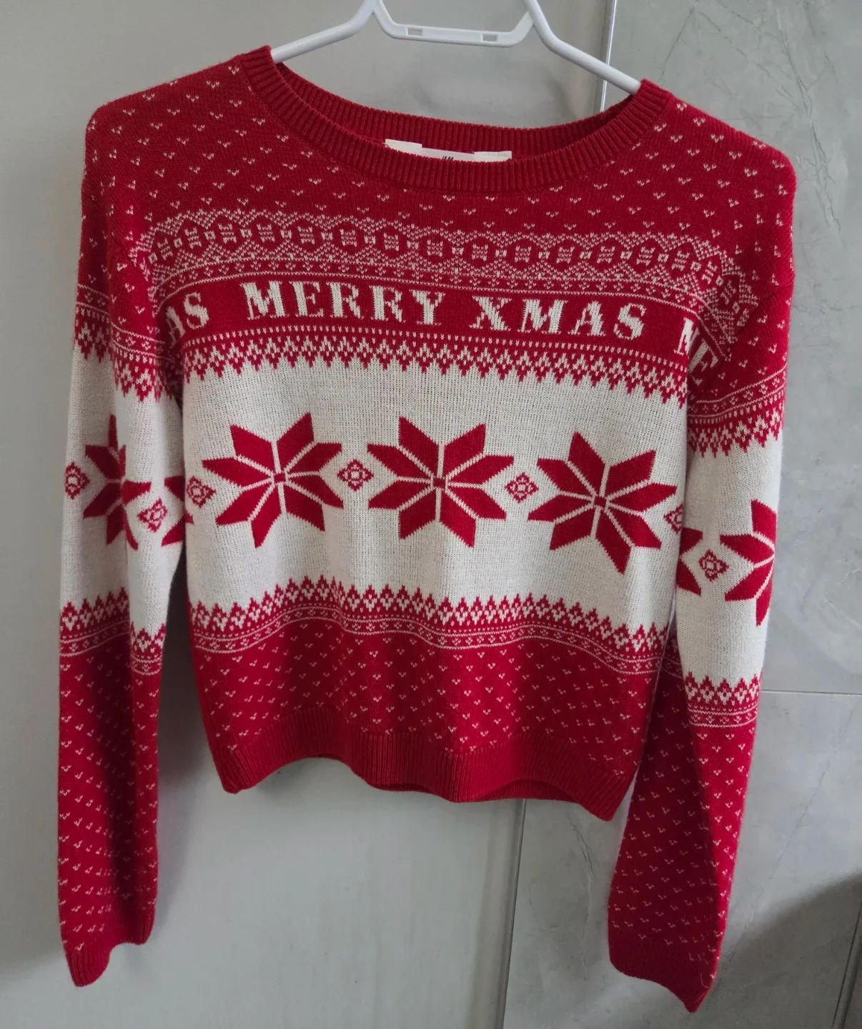 H&M Red & White Holiday Sweater - Size 10-12