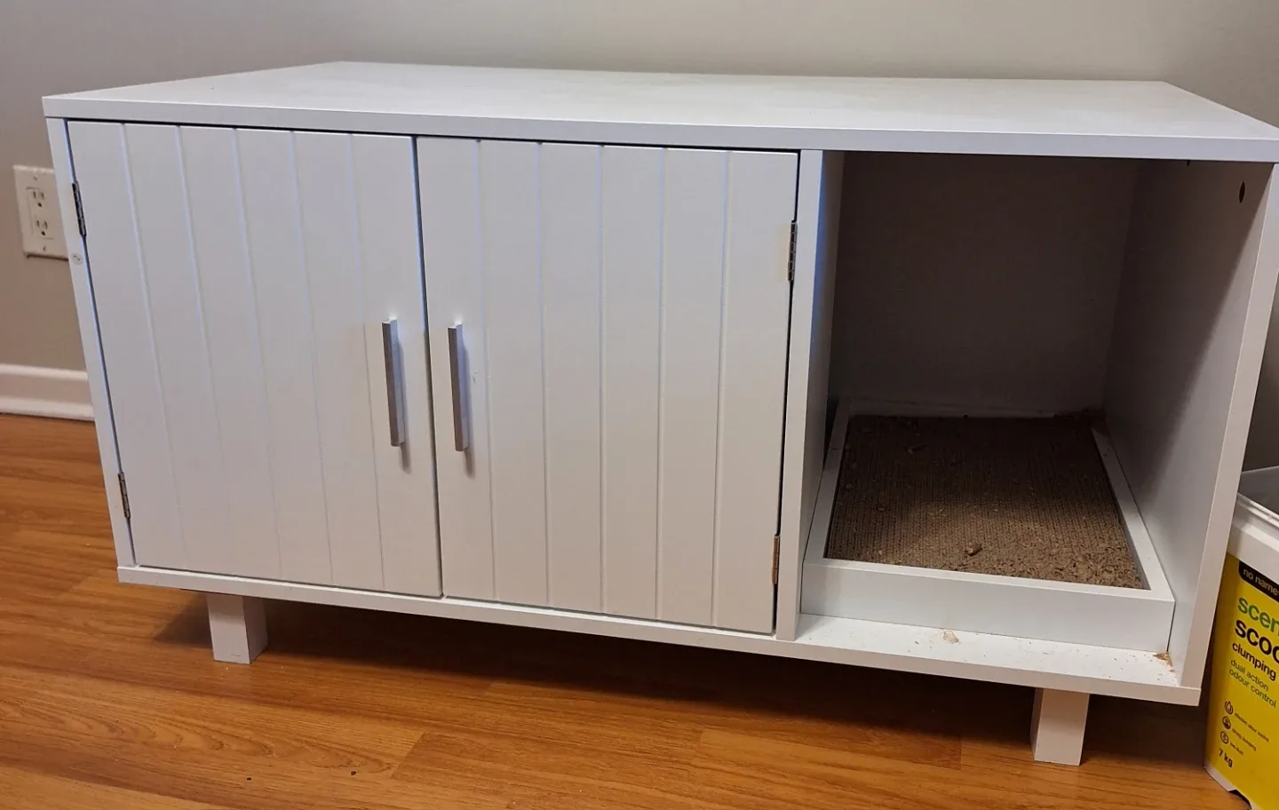 White Cat Litter Box Enclosure Cabinet
