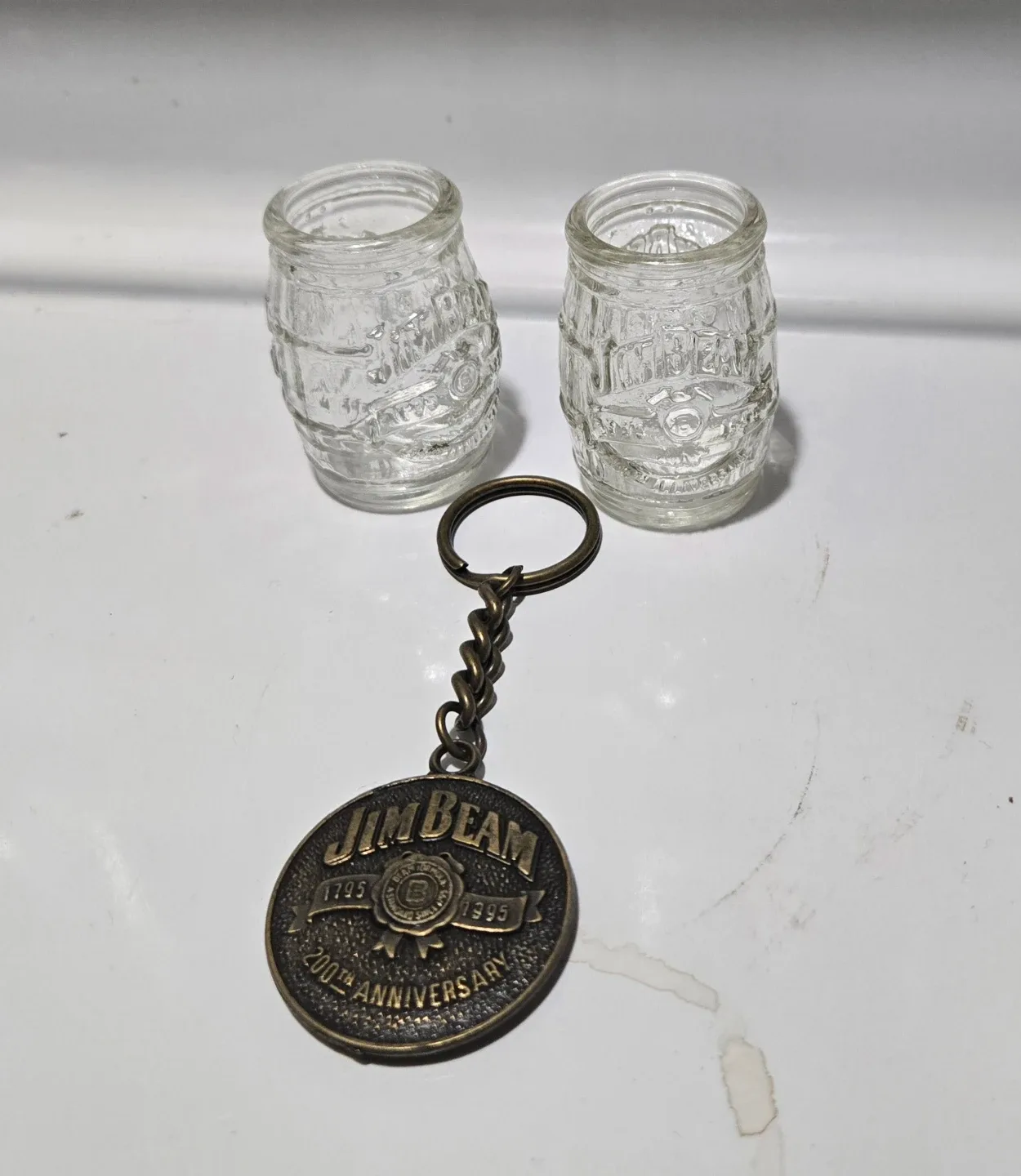 Jim Beam 200th Anniversary Keychain & Shot Glasses