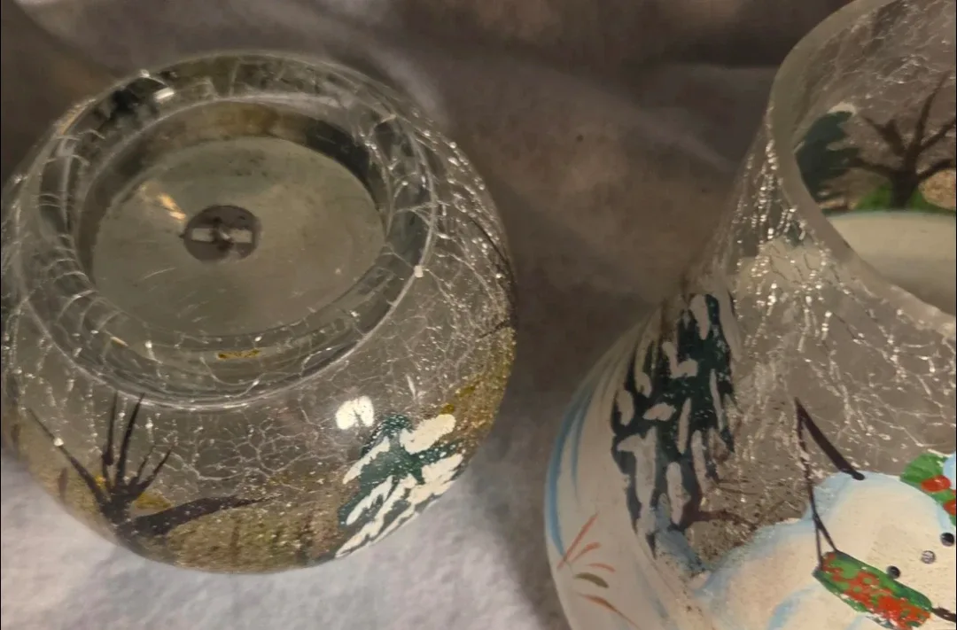 Snowman Painted Glass Candle Holder image indicator(3)