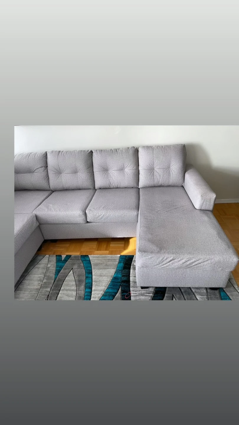 Grey Sectional Sofa Couch - photo 2