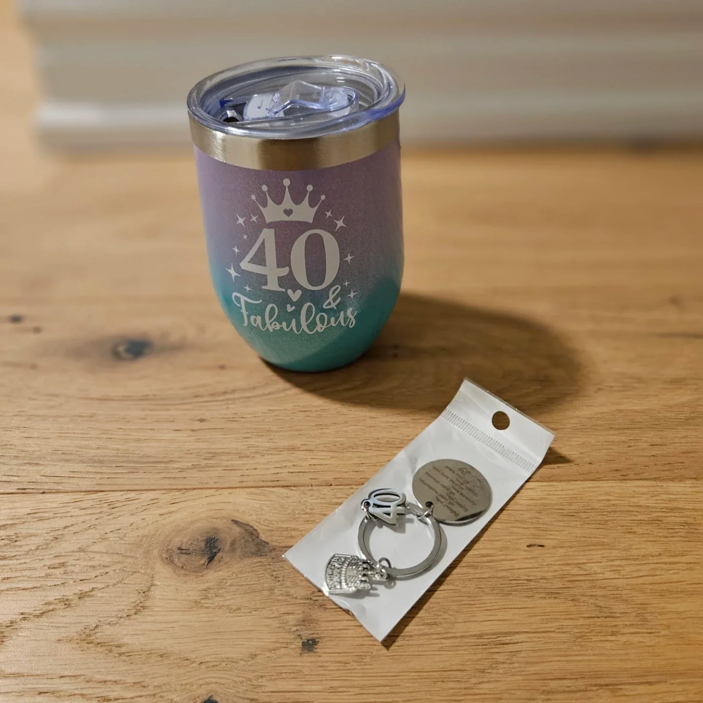 40 & Fabulous Tumbler Gift Set including Keychain (New)