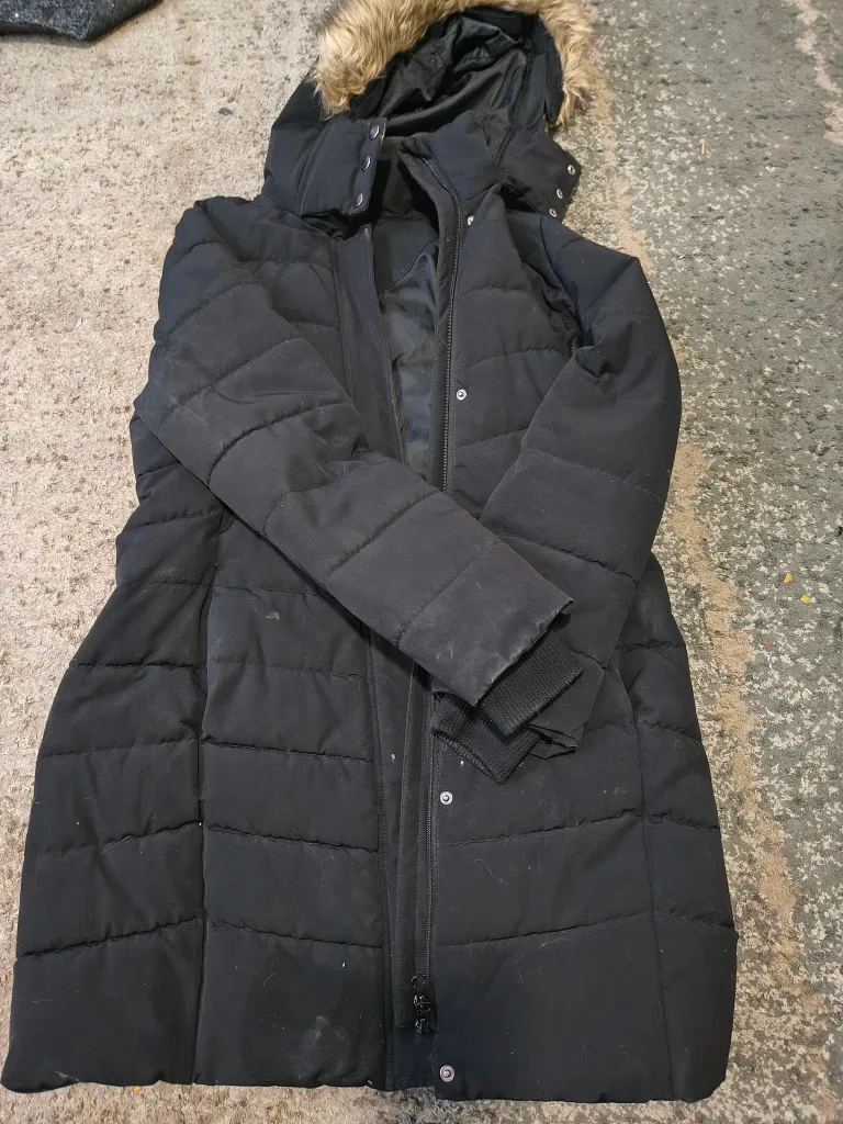 Black Puffer Coat Joe Fresh with Fur Hood