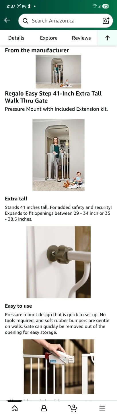 REGALO WALK-THRU METAL SAFETY GATE - 36" x 29" to 36.5" - photo 5