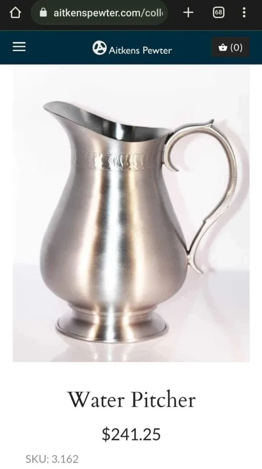 Vintage Aitkens Pewter Water Pitcher Solid Pewter image indicator(4)