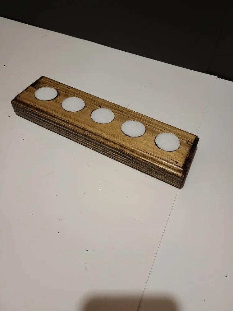 Wooden 5 Tea Light Candle Holder image indicator(2)