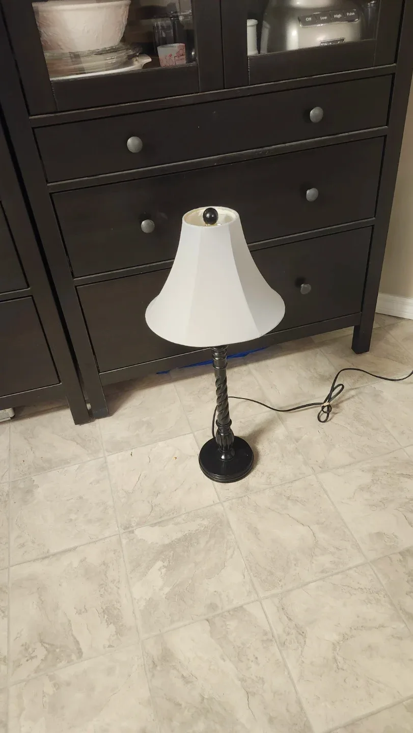 Table Lamp - Black Base,  Grey Shade