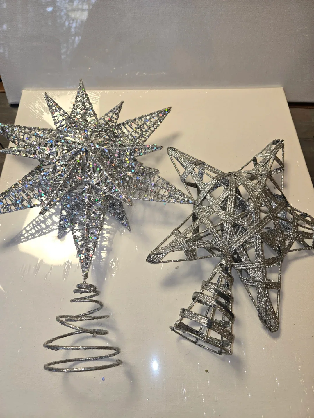 Silver Glitter Star Christmas Tree Topper