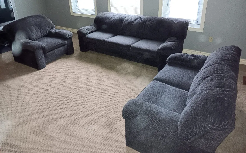 Couch 3 piece set blue gray