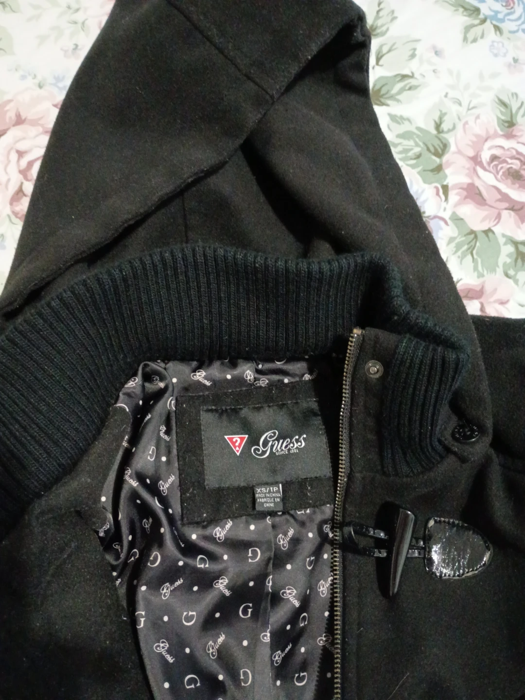 Guess Black Hooded Toggle Coat Size XS - photo 2