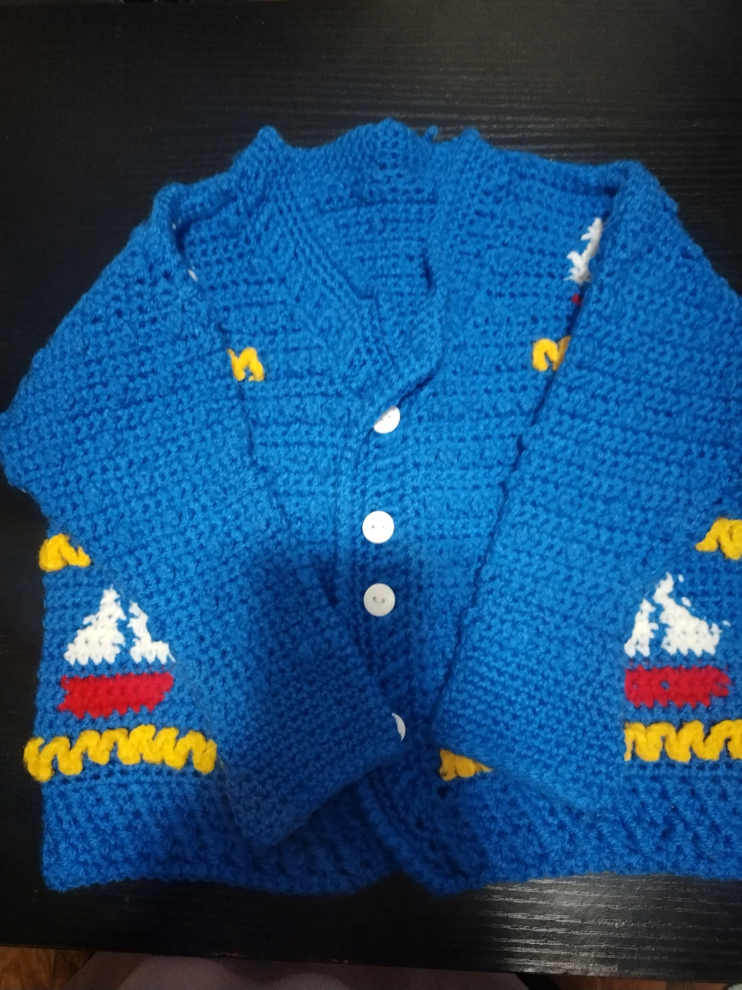 Handmade Knitted Blue Cardigan - photo 2