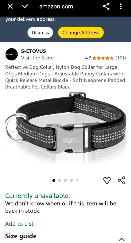 New S-ETOVUS Large Reflective Dog Collar