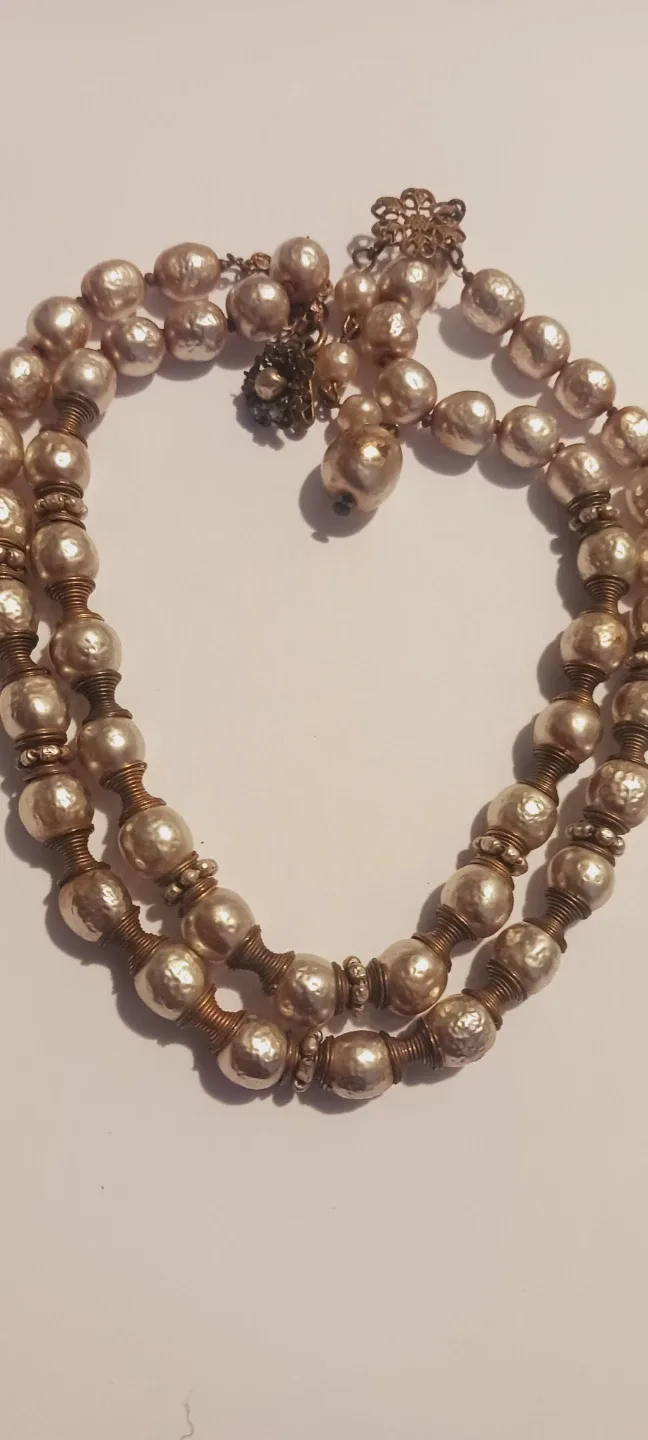 Miriam Haskell UNSIGNED Baroque Pearl Necklace image indicator(4)