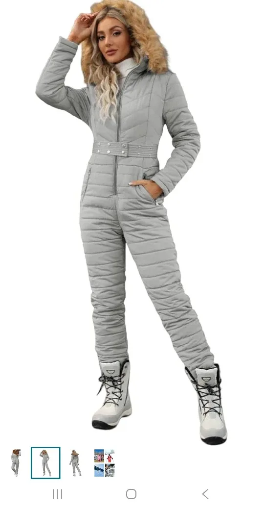 Gray silver Padded Snow Suit woman  size Medium image indicator(3)