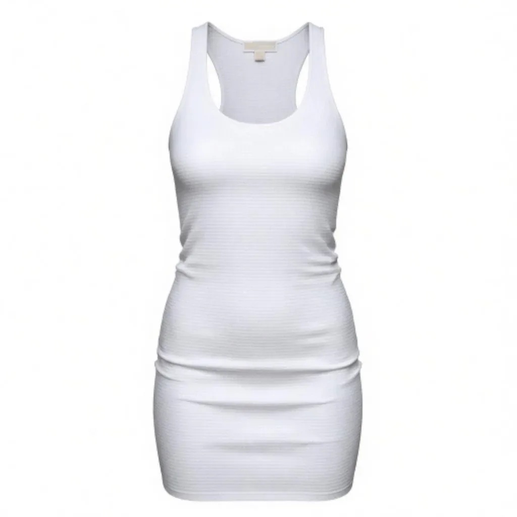 #cleanout Michael Kors White Sequined Mesh Tank Dress