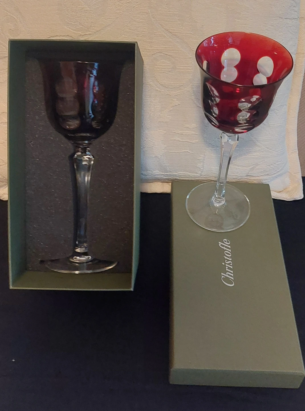 Christofle Kawali Red Crystal Wine Glasses (set of 4)