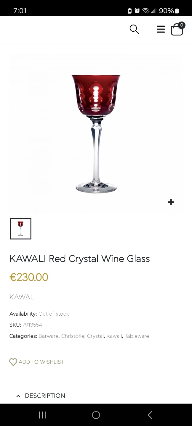 Christofle Kawali Red Crystal Wine Glasses (set of 4) - photo 4
