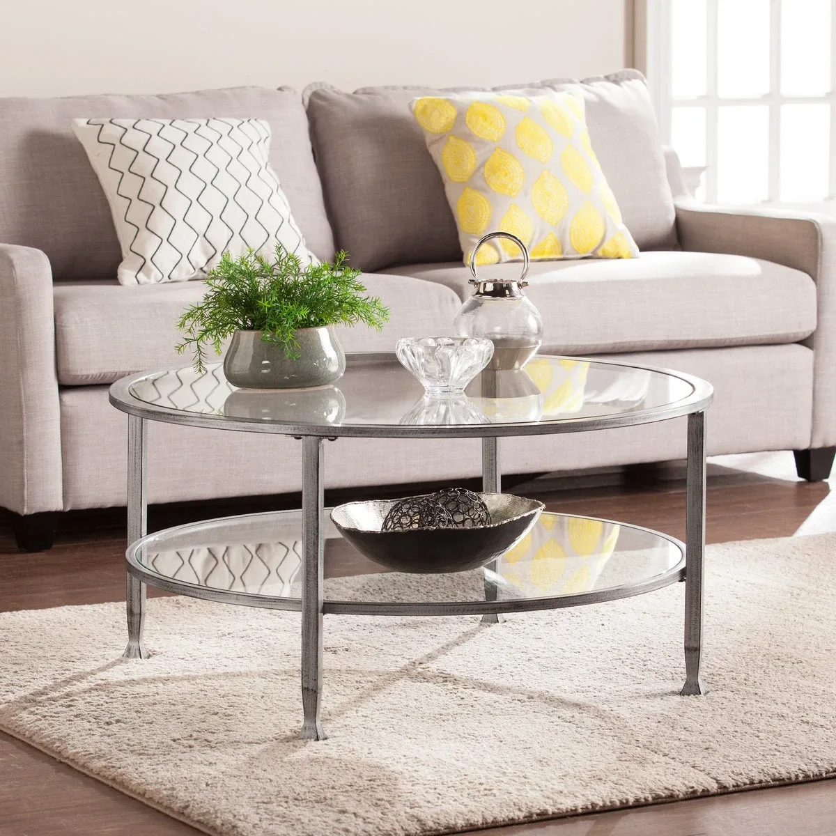 Round Glass Coffee Table, 36" #cleanout