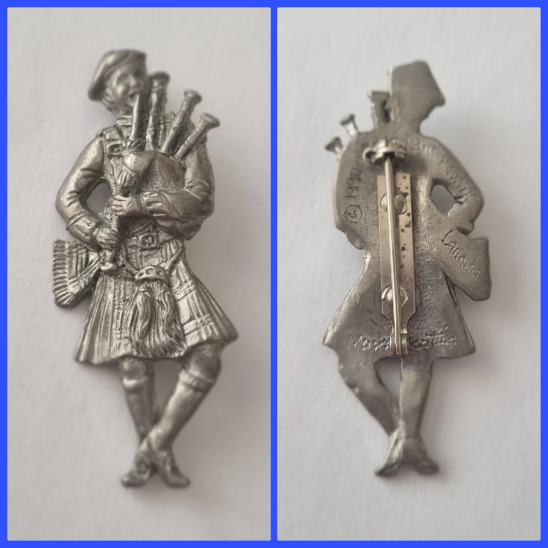 Vintage Scottish Bagpiper Brooch 1990 Nova Scotia
