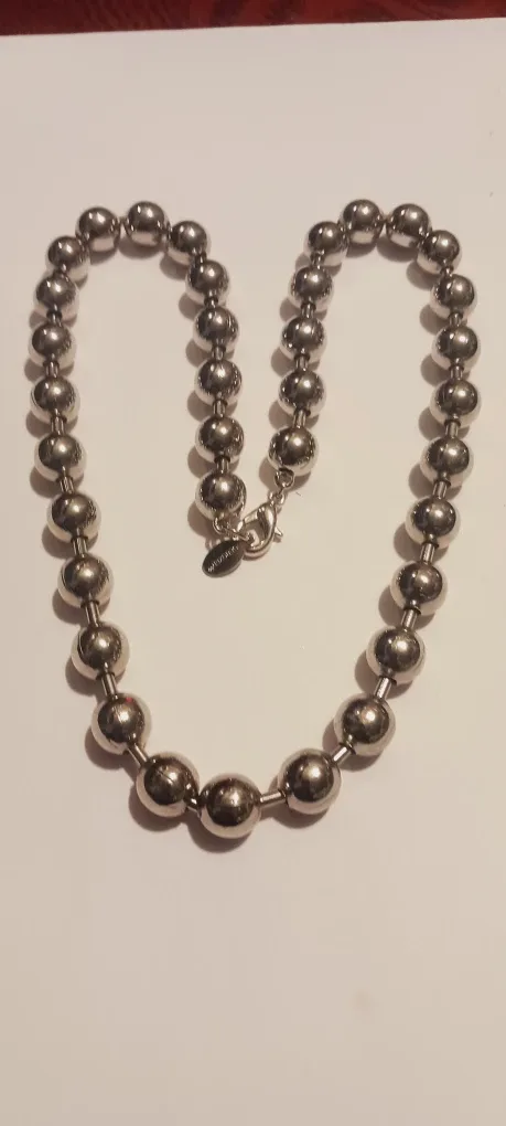 New !!  SilverTone Ball Beaded Necklace image indicator(2)