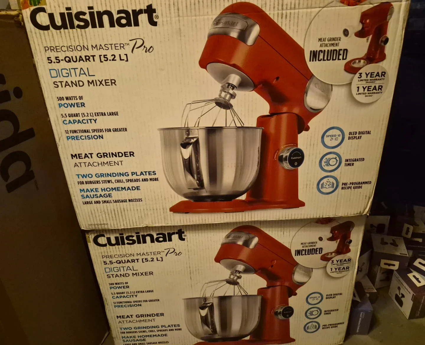 NEW Cuisinart Precision Master Pro Digital 5.5 qt Mixer +Grinder