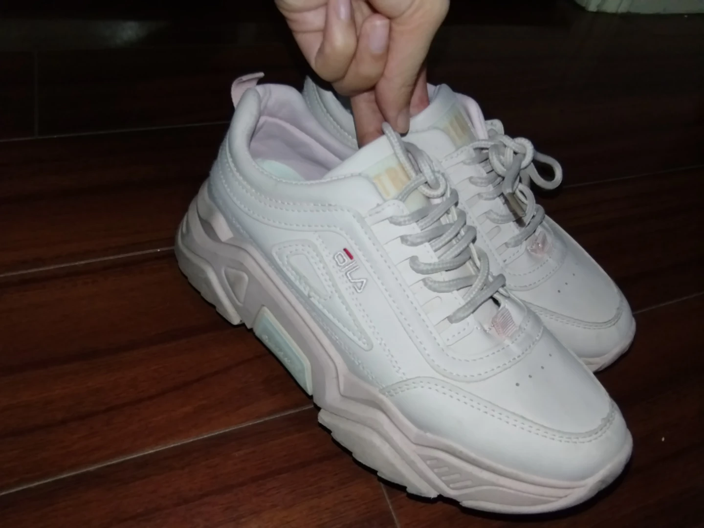 Fila white with pink accent Chunky Sneakers