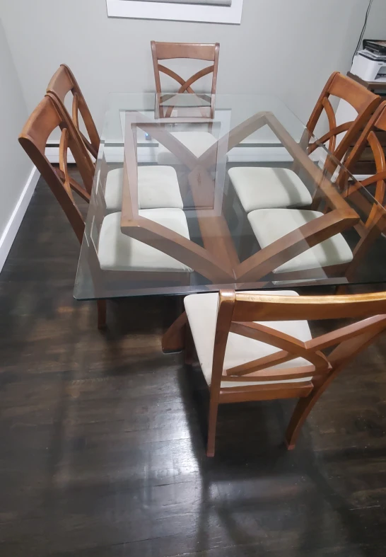 Glass Top Dining Table with 6 Chairs - photo 2