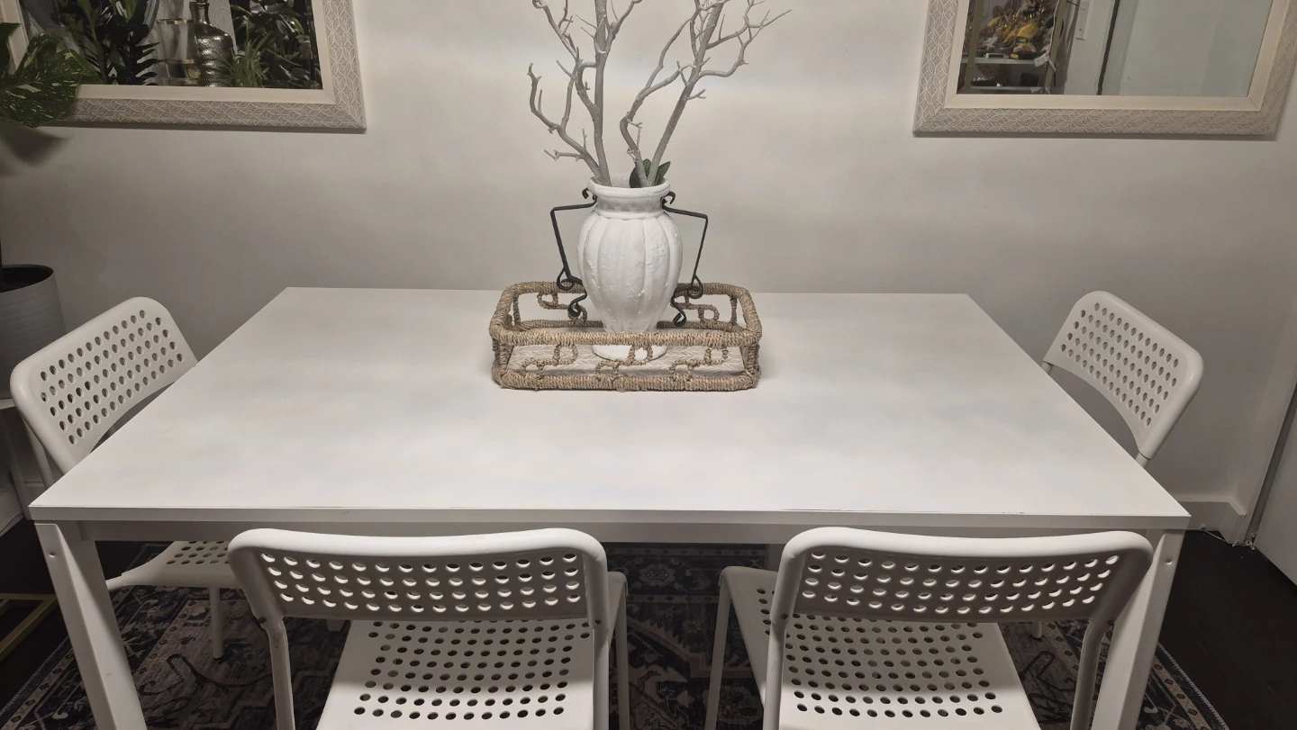 IKEA White Dining Table with 4 Chairs