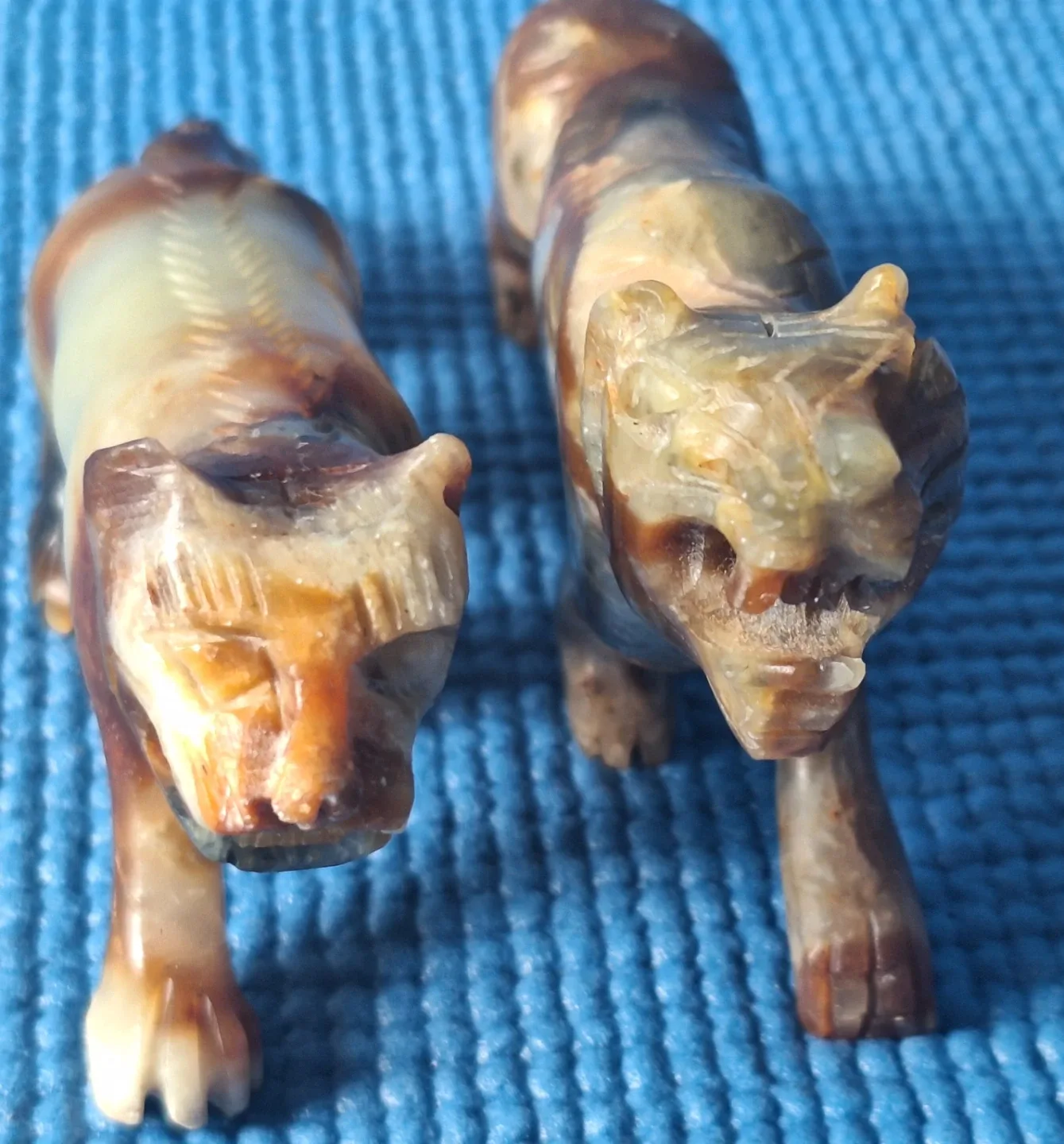 Pair of Vintage Onyx  Marble Stone Tiger Figurines image indicator(3)