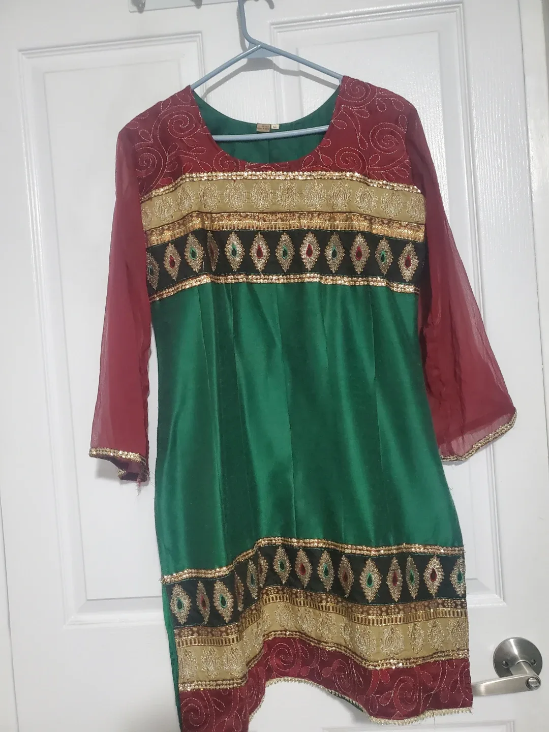 Salwar Kameez - Maroon & Green