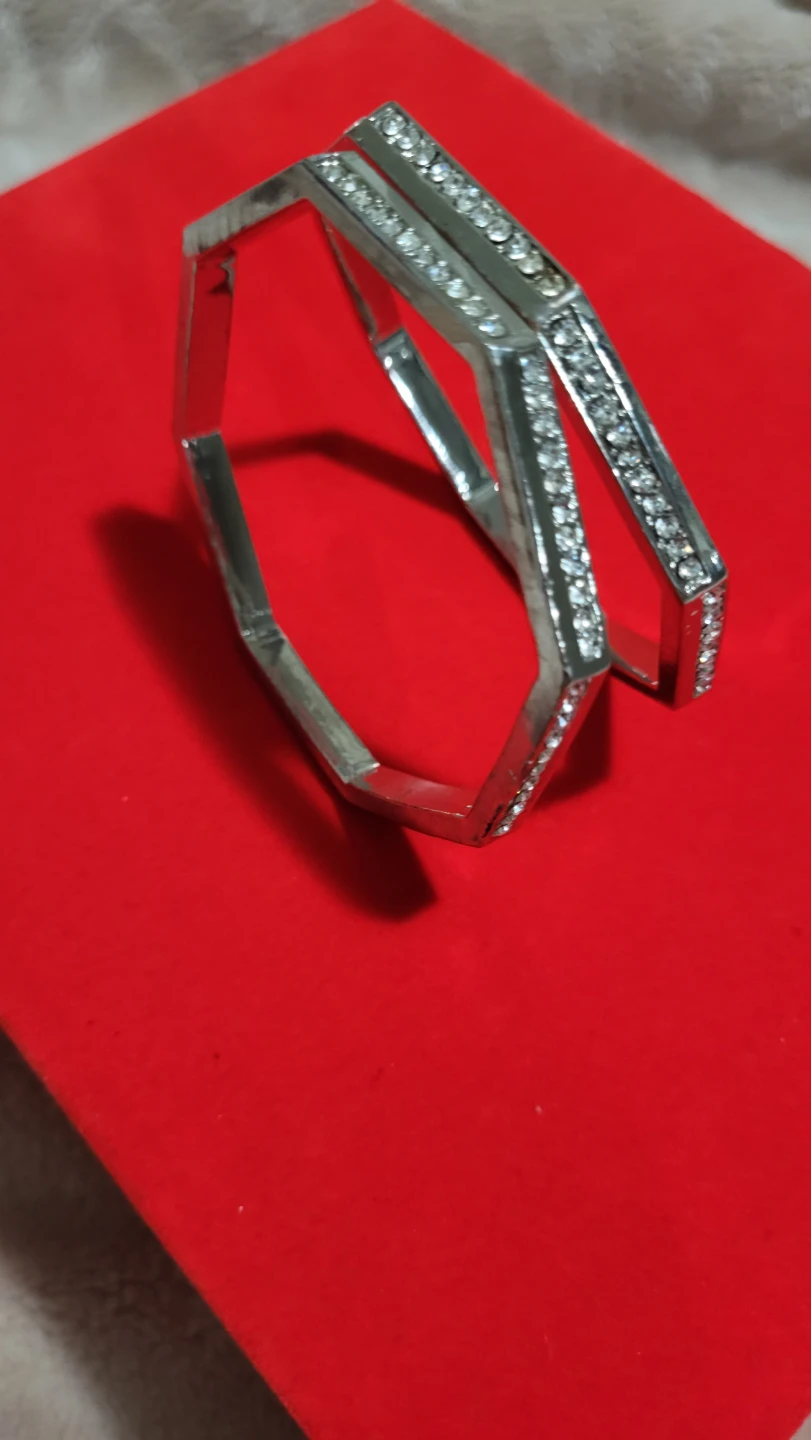 Silver Tone Octagon Bracelet Set - photo 3