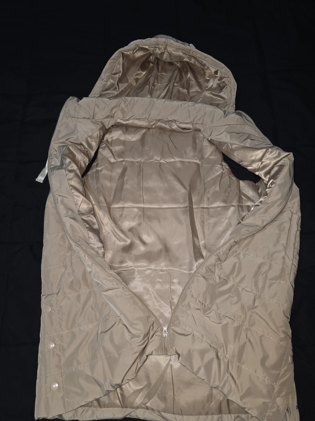 Khaky color Puffer Vest with Hood - photo 2